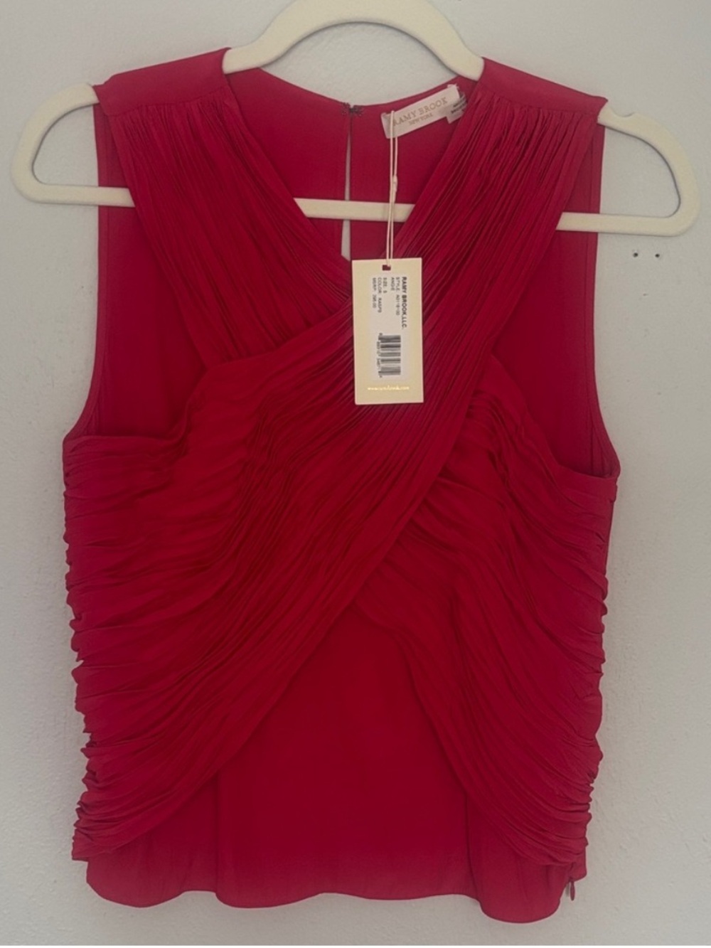 Ramy Brook Raspberry Pleated Sleeveless Top 🦋 NWT   S